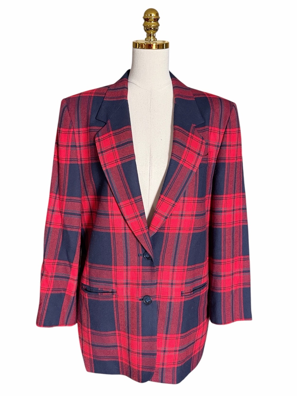 John Meyer Vintage 100% Wool Plaid Single-Breasted Women's Blazer 14 Preppy
